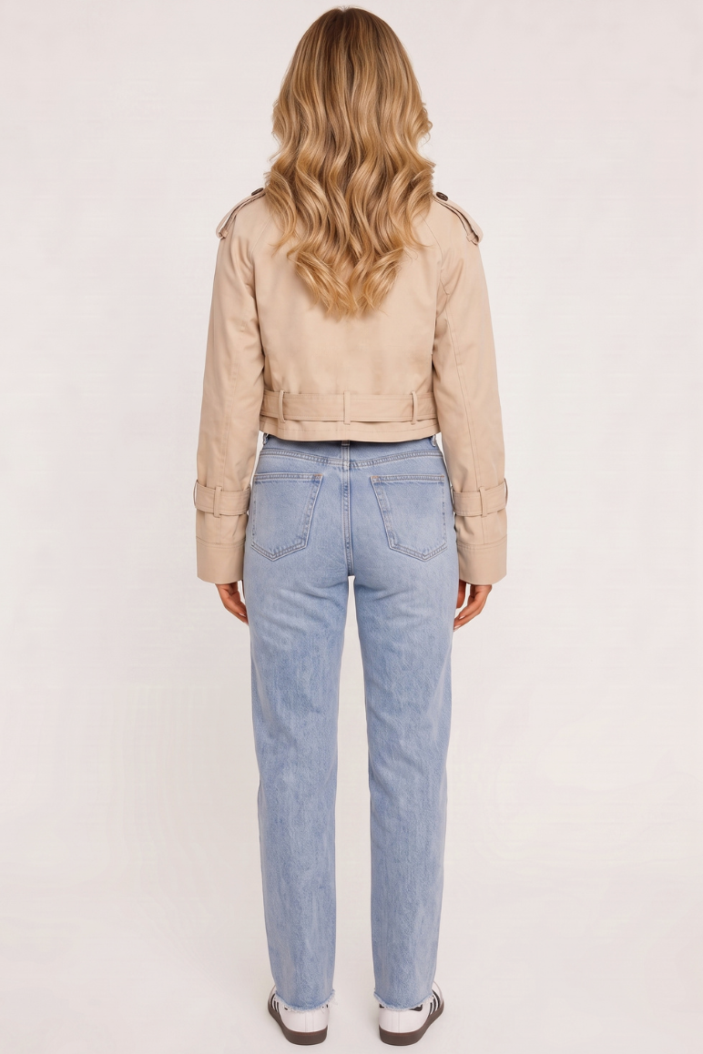Mid Blue Washed Stretch Straight Leg Jeans - Scarlett