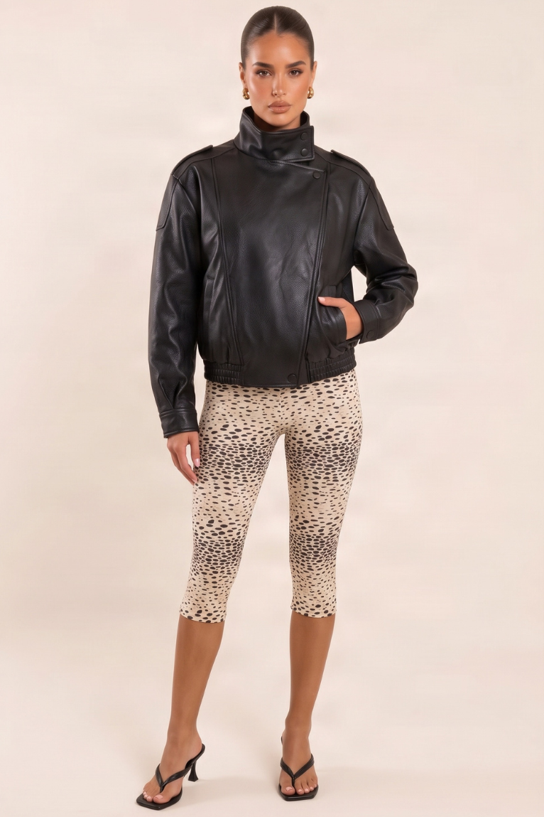 Grey Animal Print Capri Pants - Camilla