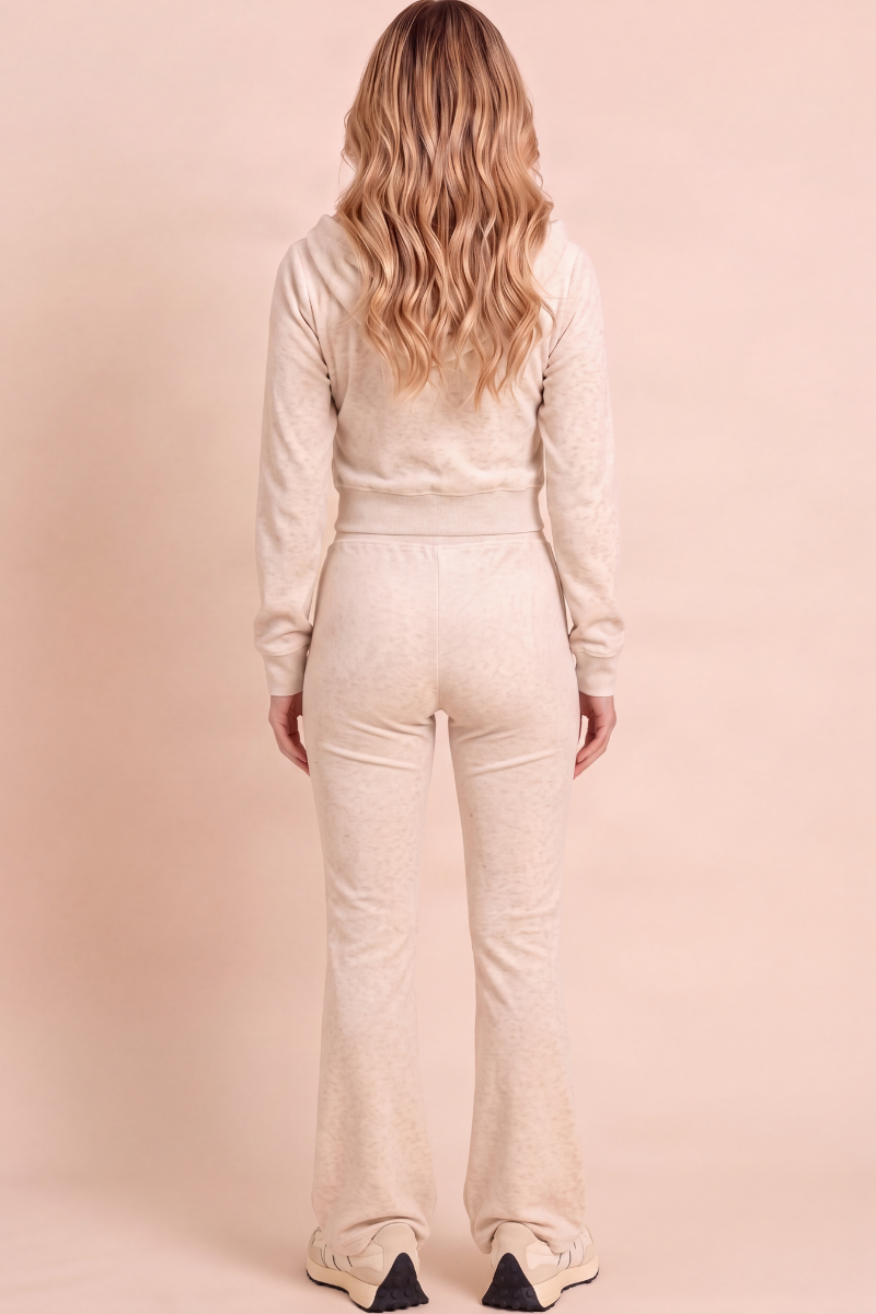Oatmeal Cropped Fit Hoodie And Jogger Loungewear Co-ord Set - Vivienne