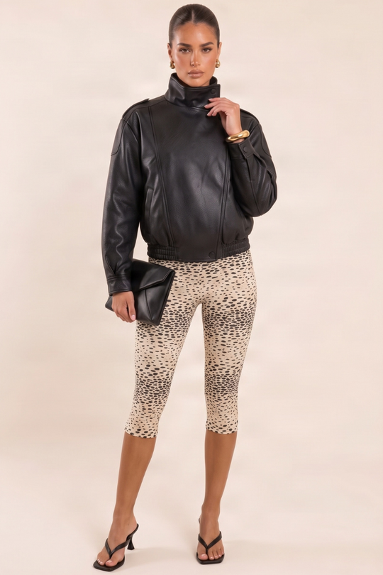 Grey Animal Print Capri Pants - Camilla
