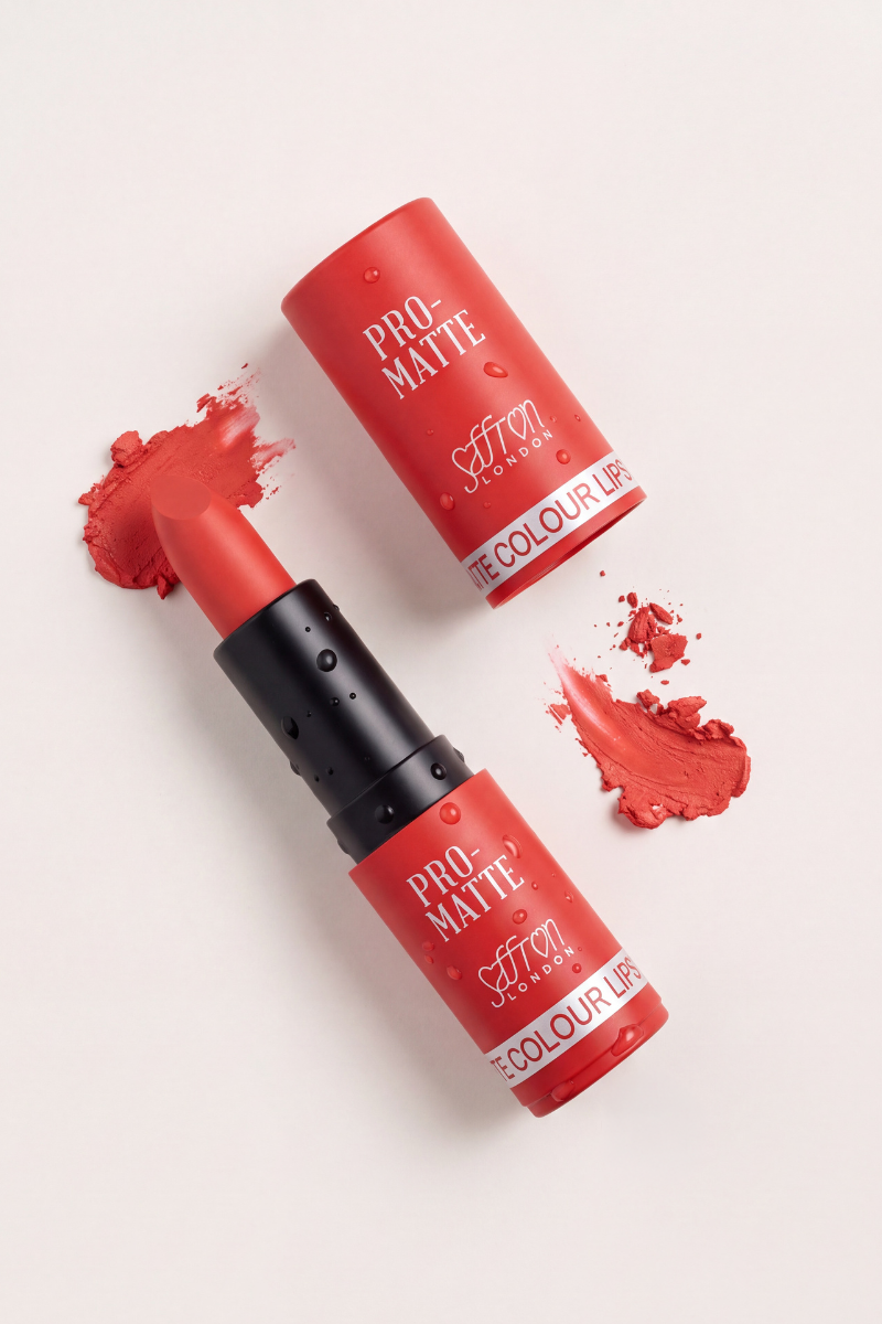 Saffron Pro Matte Coral Red Lipstick