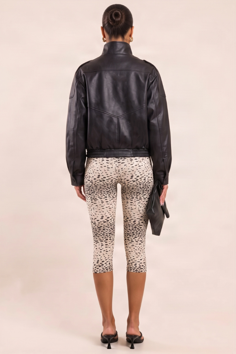 Grey Animal Print Capri Pants - Camilla