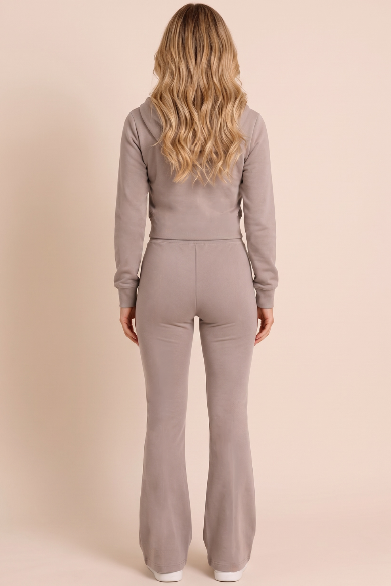 Dove Grey Cropped Fit Hoodie And Jogger Loungewear Co-ord Set - Vivienne