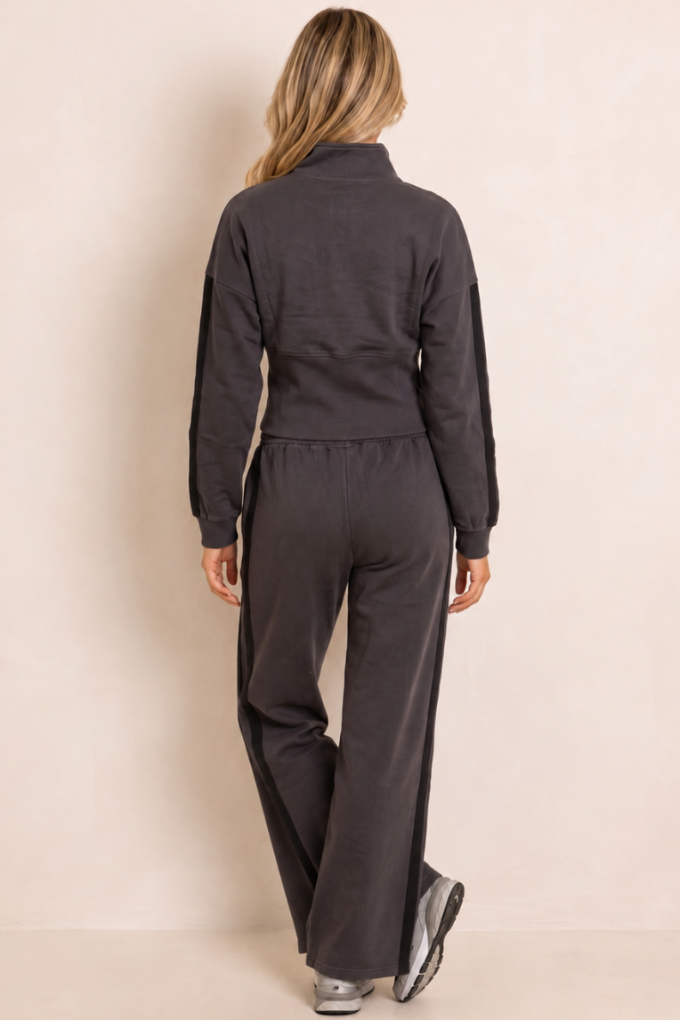 Slate Grey Corset Fit Jacket and Jogger Loungewear Co-ord Set - Saige