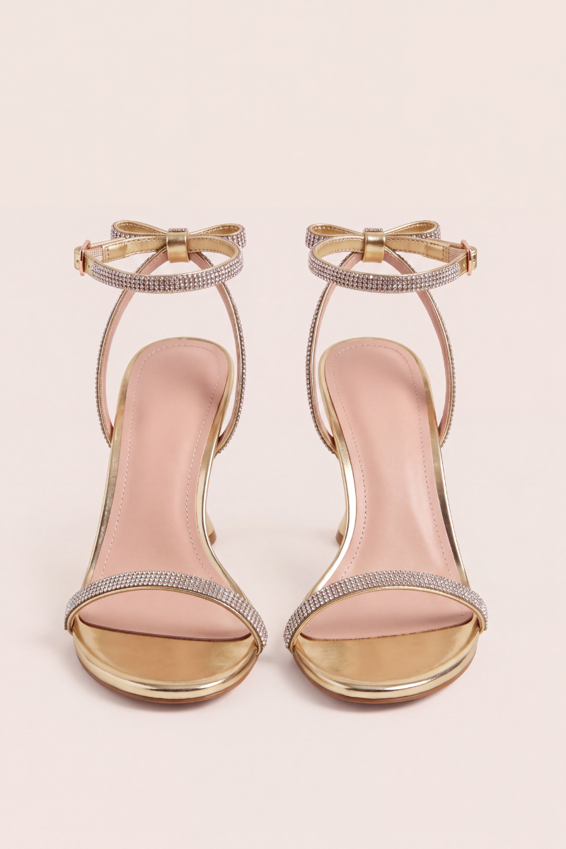 Gold Diamante Detail Strappy Heels - Jaelyn