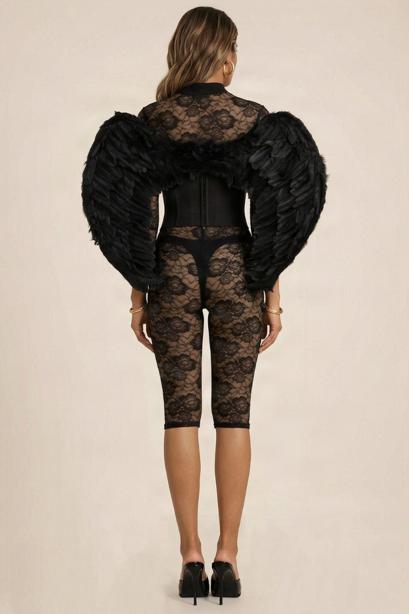 Black Halloween Feather Angel Wings - Marla