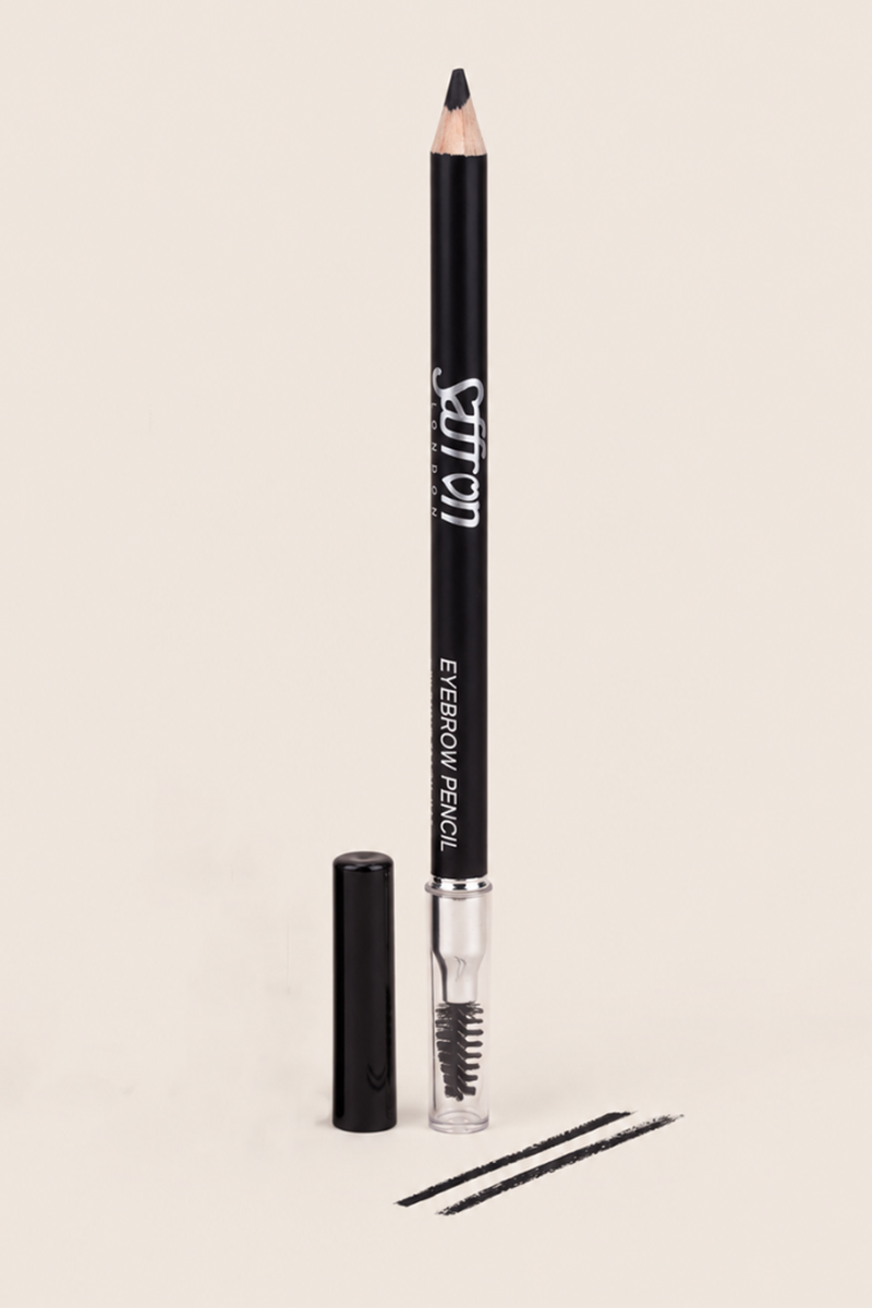 Saffron Black Eyebrow Pencil With Brush