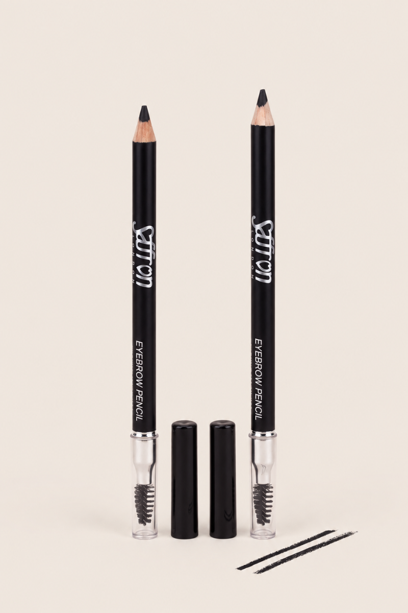 Saffron Black Eyebrow Pencil With Brush
