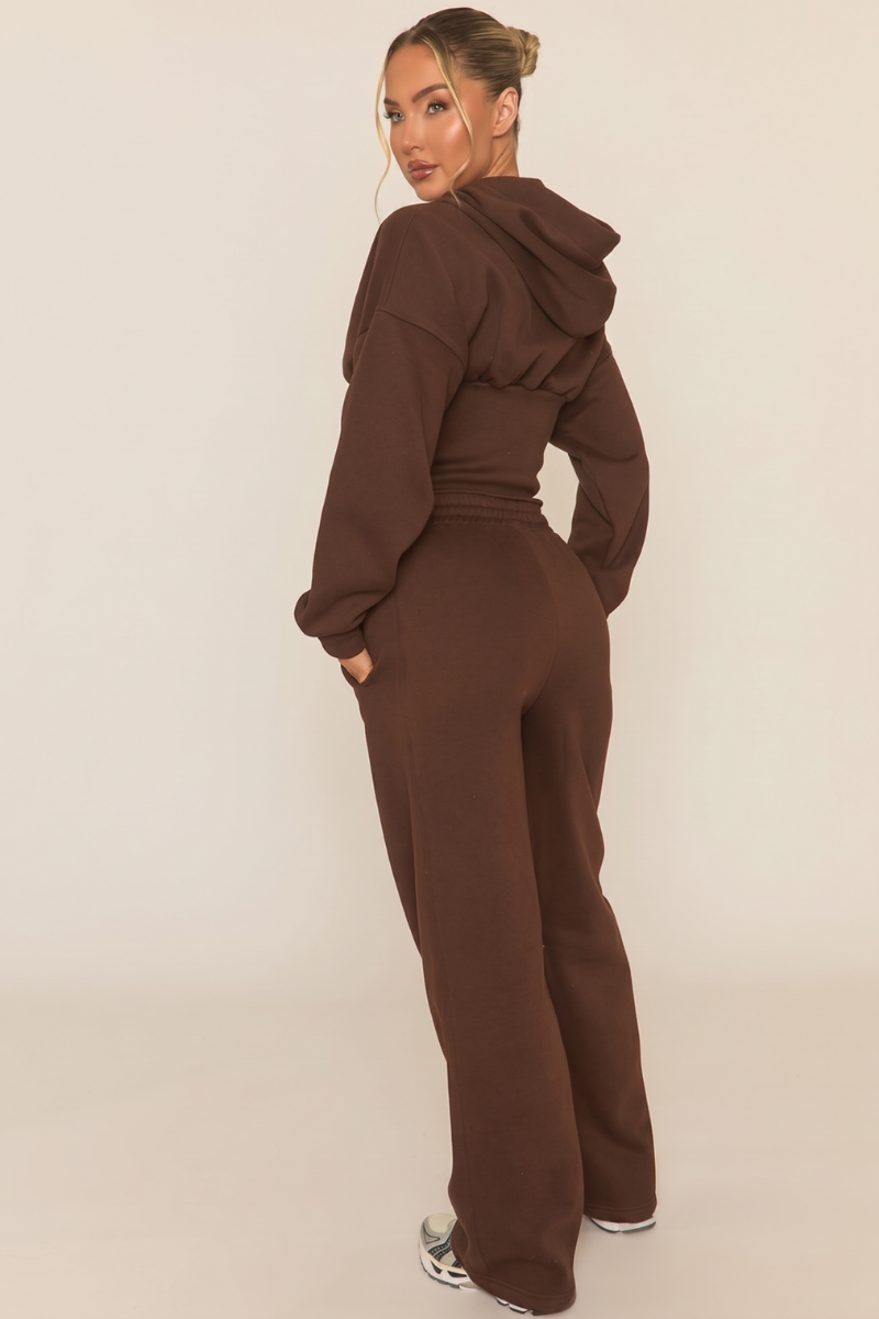 Chocolate Corset Fit Hoodie and Jogger Loungewear Co-ord Set - Arria