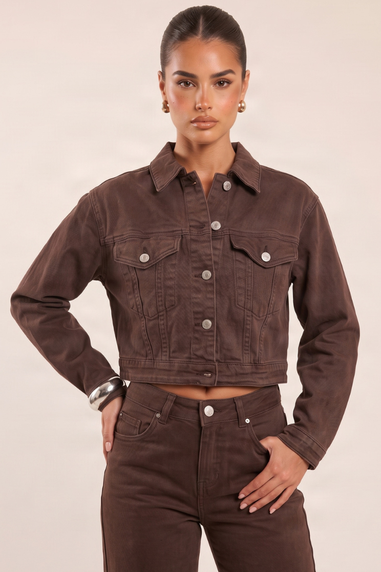 Chocolate Stretch Denim Straight Leg Jeans - Coco