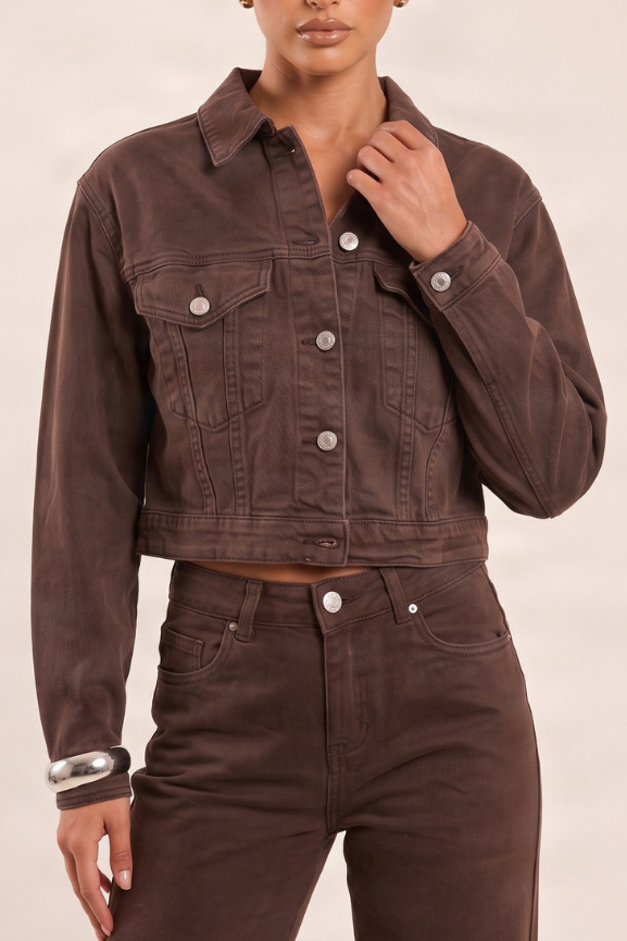 Chocolate Stretch Denim Straight Leg Jeans - Coco