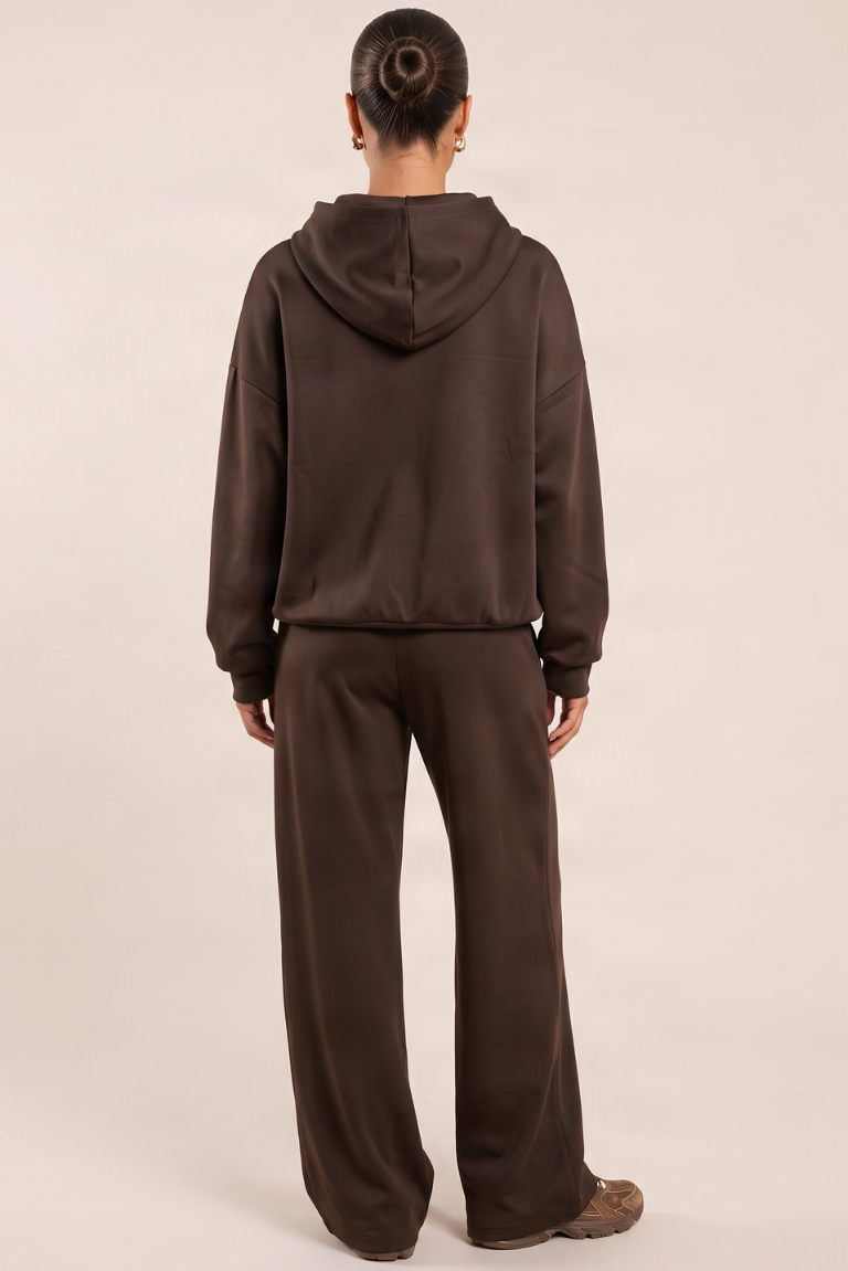 Chocolate Scuba Oversized Hoodie and Joggers Loungewear Co-ord Set - Darcy
