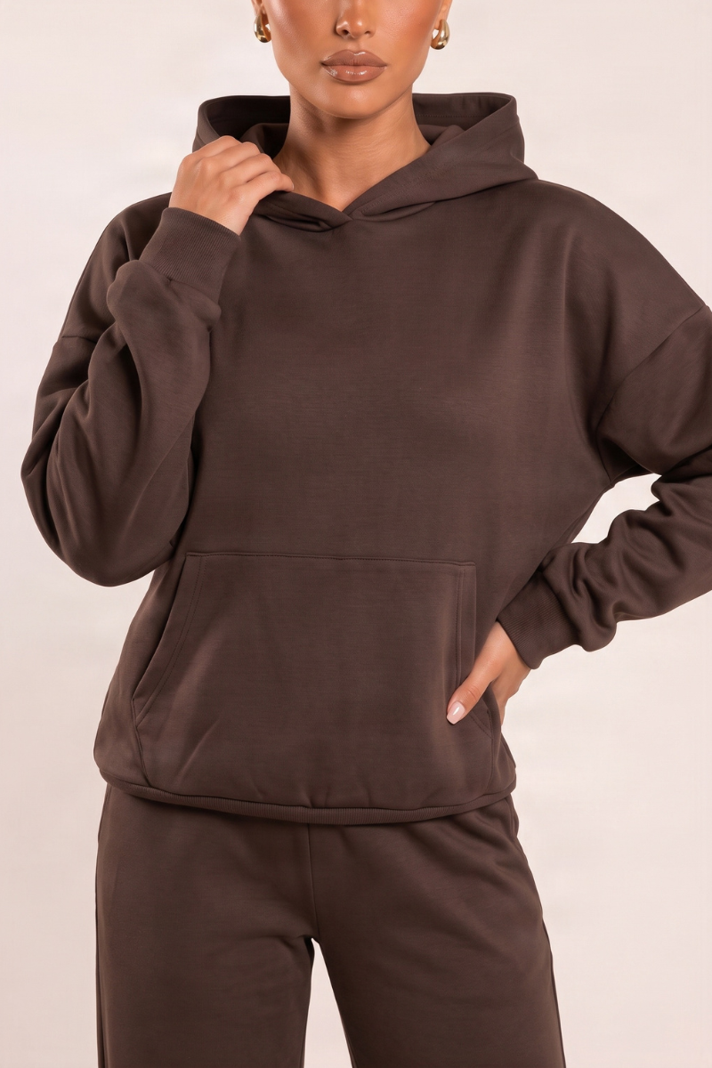 Chocolate Scuba Oversized Hoodie and Joggers Loungewear Co-ord Set - Darcy