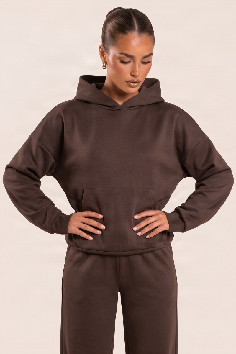 Chocolate Scuba Oversized Hoodie and Joggers Loungewear Co-ord Set - Darcy