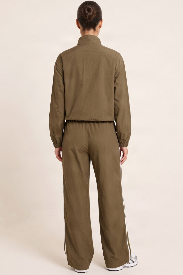 Mink Funnel Neck Side Stripe Shell Track Jacket - Kimsy