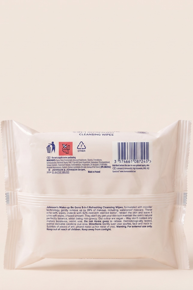 Johnsons Make Up Be Gone 5in1 Refreshing Cleansing Wipes 25's