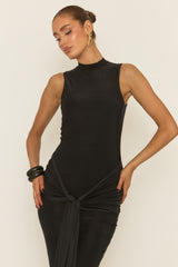 Black Tie Front Maxi Dress - Leigha