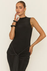 Black Tie Front Maxi Dress - Leigha