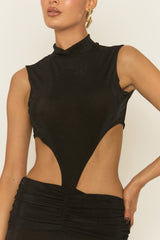 Black Cut Out Acetate Slinky Maxi Dress - Leonia