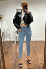 Light Blue High Waist Straight Leg Jeans - Ada