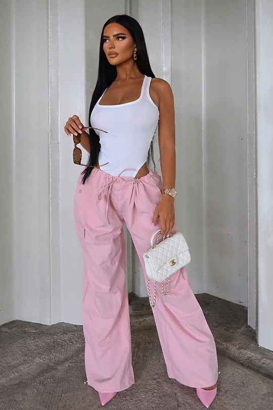 Pink Toggle Detail Parachute Cargo Trousers - Ayana