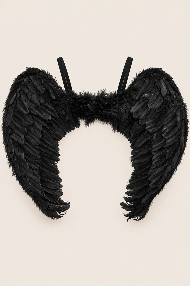 Black Halloween Feather Angel Wings - Marla