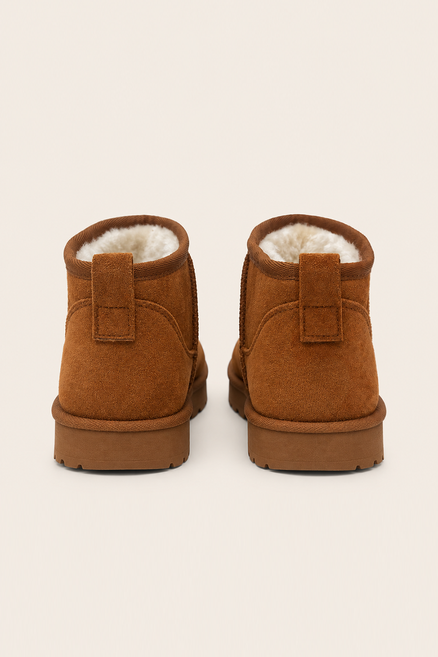Camel Faux Suede Faux Fur Lined Mini Ankle Boots - Gemini