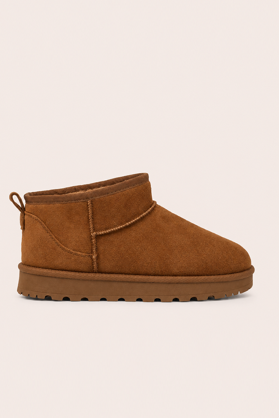 Camel Faux Suede Faux Fur Lined Mini Ankle Boots - Gemini