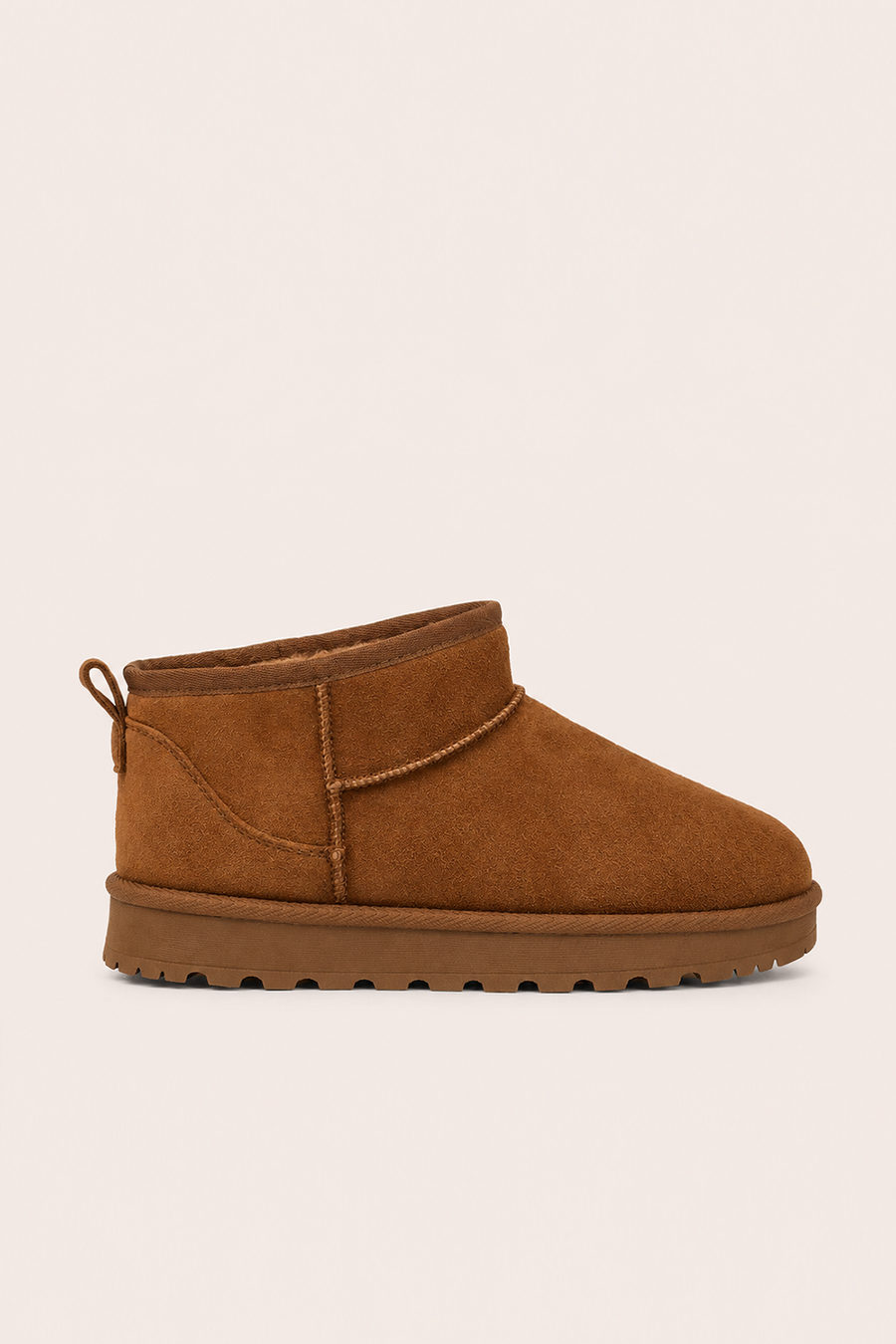 Camel Faux Suede Faux Fur Lined Mini Ankle Boots - Gemini