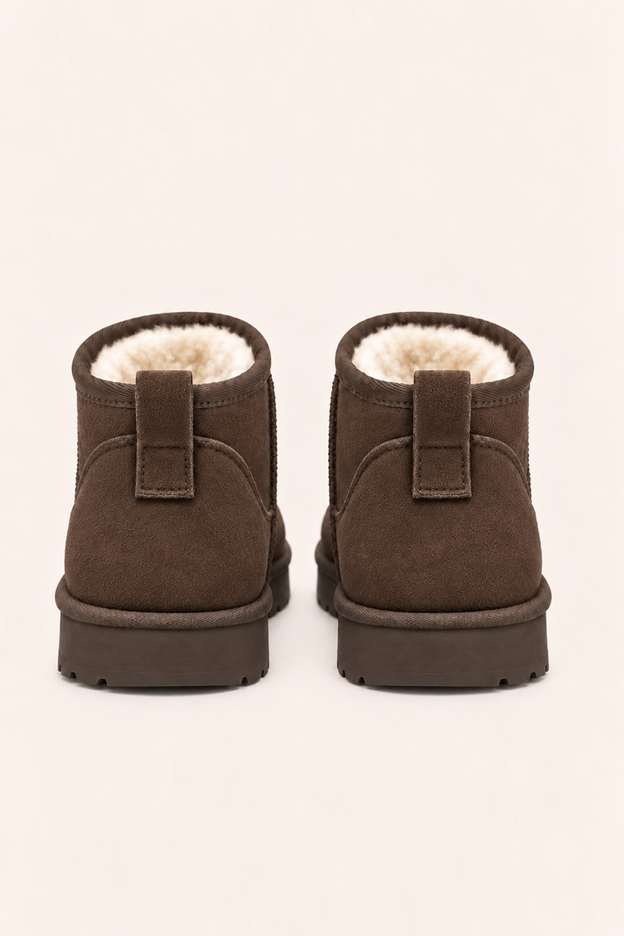Chocolate Faux Suede Faux Fur Lined Mini Ankle Boots - Gemini