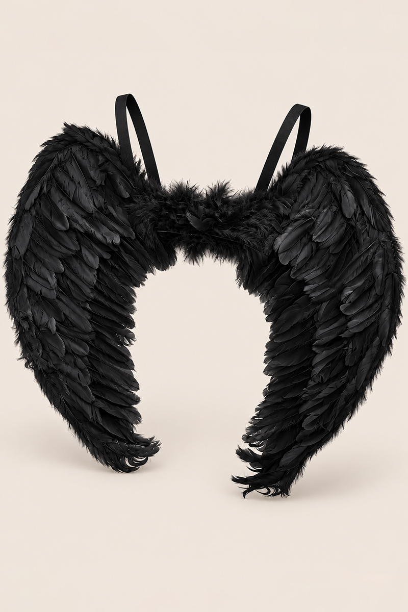 Black Halloween Feather Angel Wings - Marla