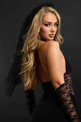 Black Halloween Mesh Headband Veil - Azial