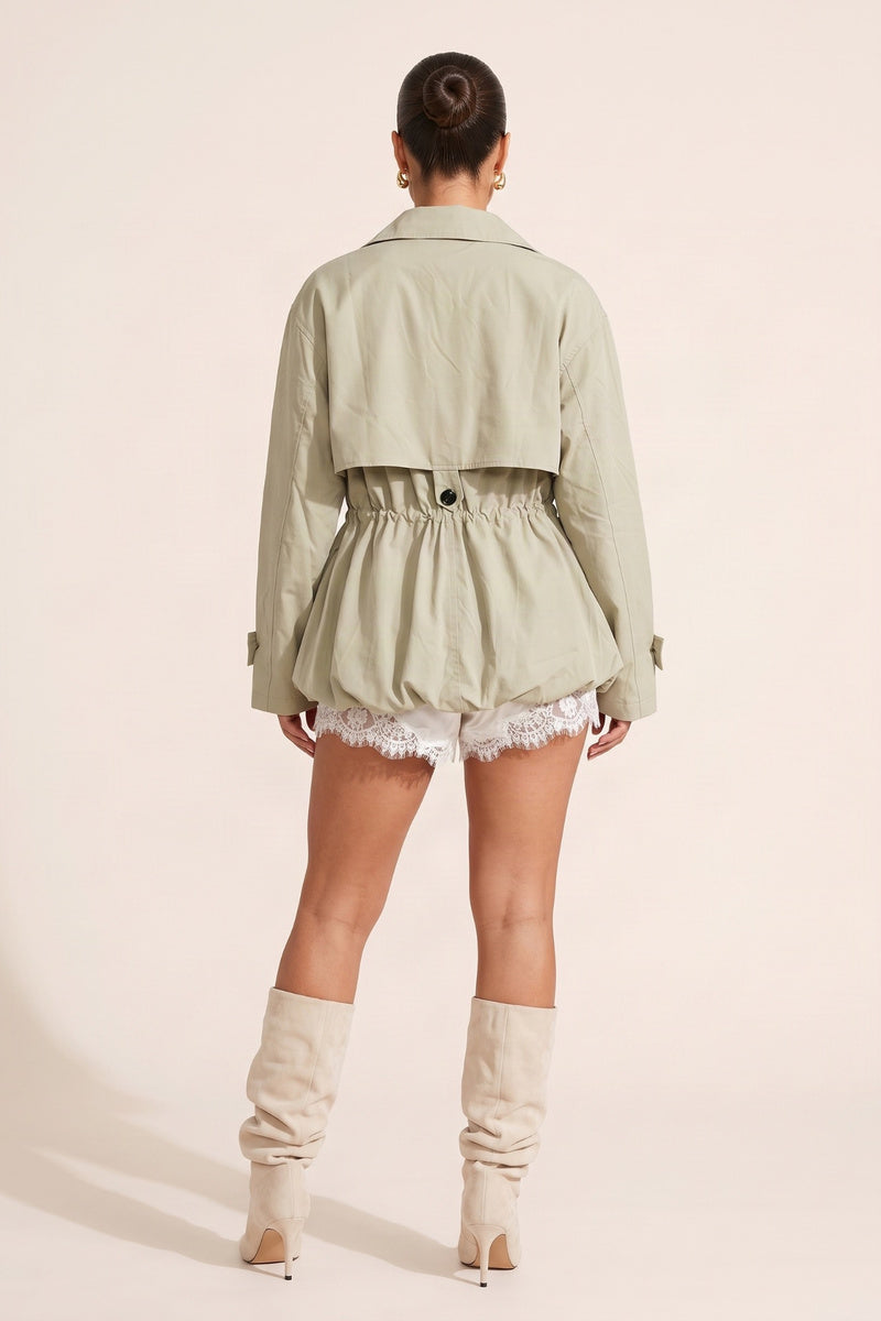 Stone Cinched Waist Toggle Detail Trench Coat - Kylie
