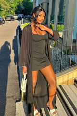 Black Strappy Skater Mini Dress - Mitsu