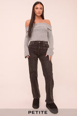 Petite Charcoal Stretch Straight Leg Jeans - Scarlett