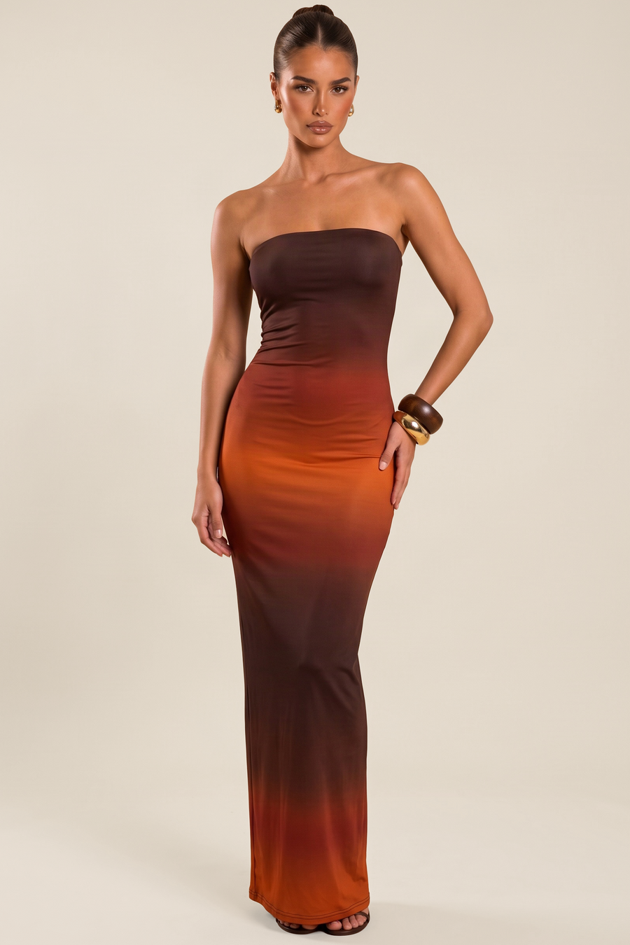 Chocolate Ombre Mesh Maxi Dress - Marnie