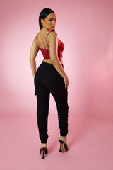 Black Cuffed Hem Cargo Trousers - Rain