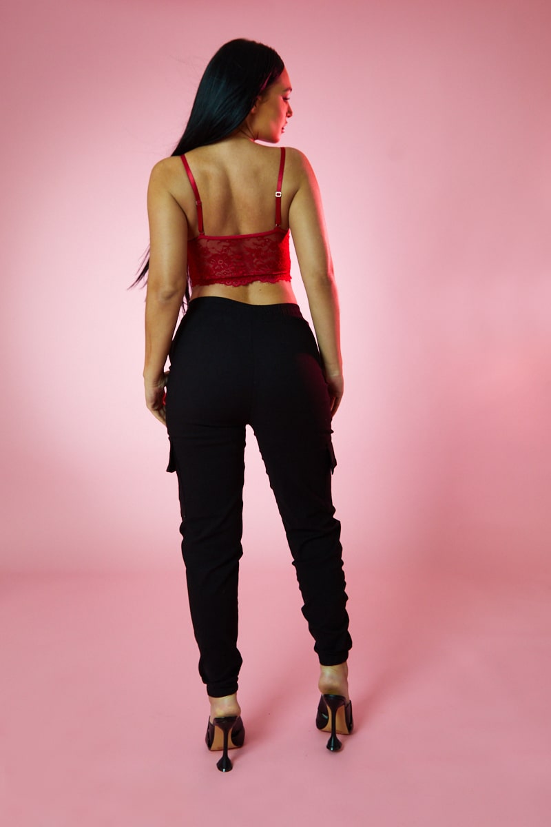 Red Lace Corset Cropped Top - Jewel