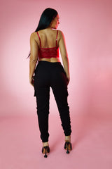 Red Lace Corset Cropped Top - Jewel