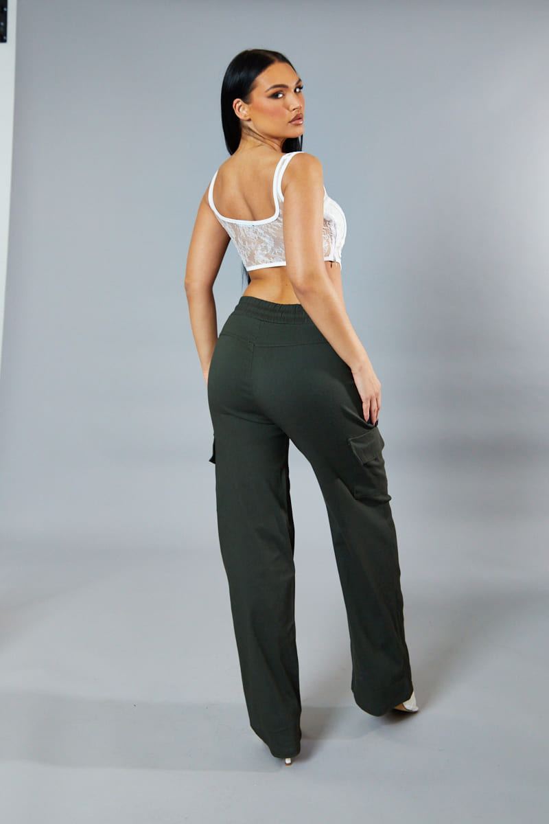 Khaki Straight Leg Cargo Trousers - Rian