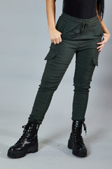Khaki Cuffed Hem Cargo Trousers - Rain
