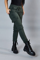 Khaki Cuffed Hem Cargo Trousers - Rain