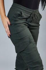 Khaki Cuffed Hem Cargo Trousers - Rain