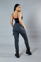 Grey Cuffed Hem Cargo Trousers - Rain