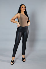 Mocha Round Neck Sleeveless Bodysuit - Himari