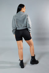 Grey Cargo Pocket Sweatshirt Jacket - Ovella