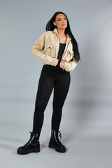 Sand Cargo Pocket Sweatshirt Jacket - Ovella