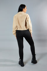 Sand Cargo Pocket Sweatshirt Jacket - Ovella