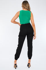 Black Cuffed Cargo Trousers - Genesis