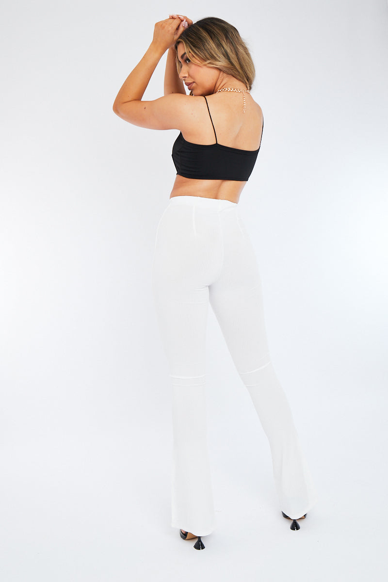 White Side Split Rib Trousers - Topaz
